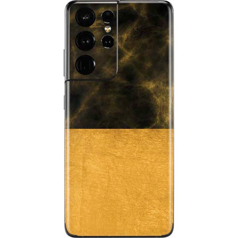 Black and Gold Split Marble Galaxy S21 Ultra 5G Skin